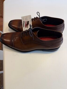 Belvedere Men's Merlo Brown Leather Cap-Toe Oxford Dress Shoes Sz 13D New Tub2